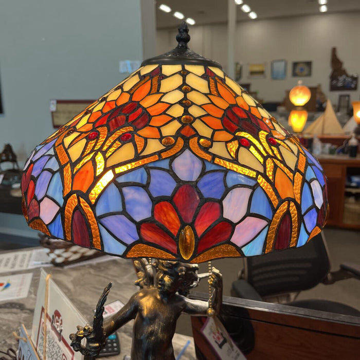Tiffany Style Cherub Lamp
