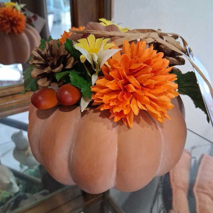 Small Ceramic Floral Pumpkin
