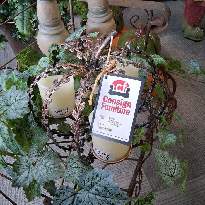 Bronze Type Pumpkin 3 Pillar Candle Holder