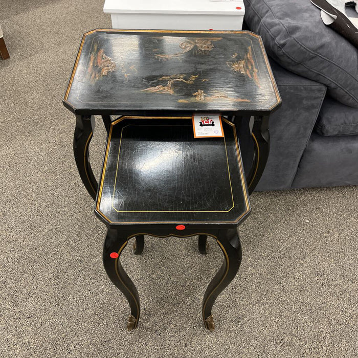 Pair of Asian Black Nesting Tables