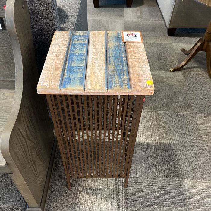 Rustic Blue Striped Plant Stand