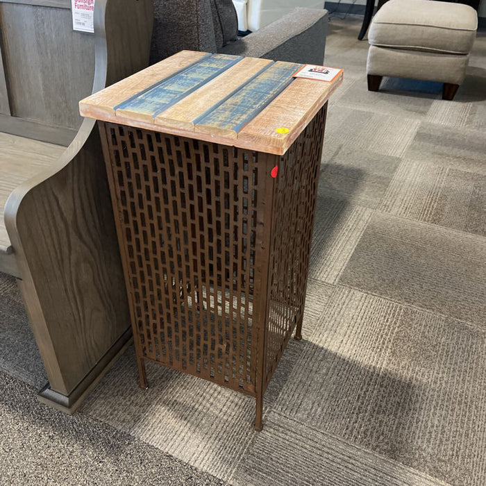 Rustic Blue Striped Plant Stand