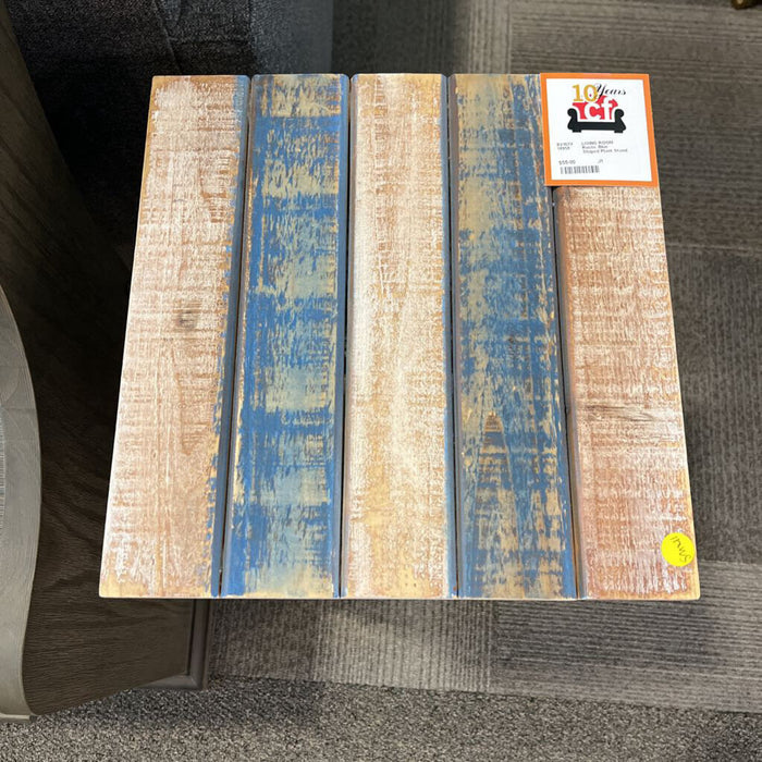 Rustic Blue Striped Plant Stand