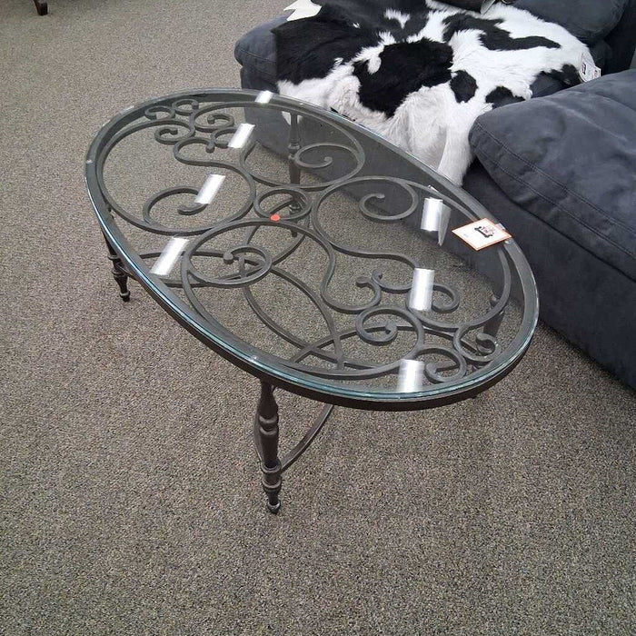 Black Metal & Glass Coffee Table