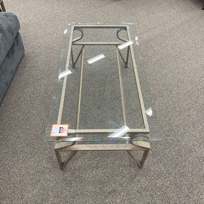 Gray Metal & Glass Coffee Table