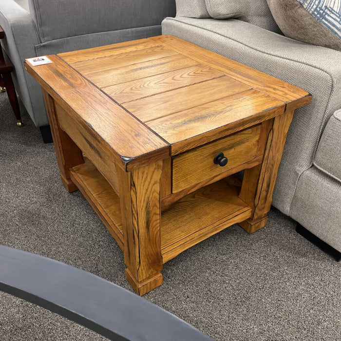 Rustic Wood End Table w/ Drawer