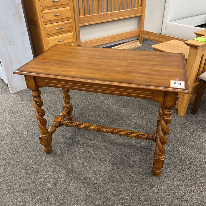 Carved Wood Twisted Leg Accent Table
