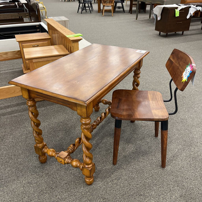 Carved Wood Twisted Leg Accent Table