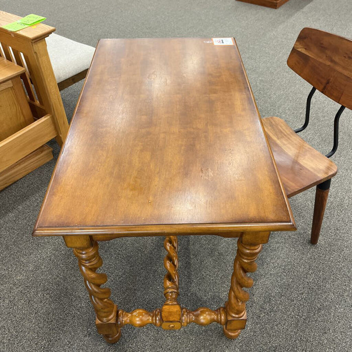 Carved Wood Twisted Leg Accent Table