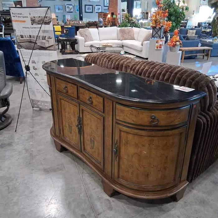 Black Granite Top Floral Buffet