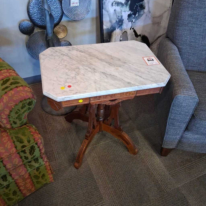 Vintage Marble-top Side Table