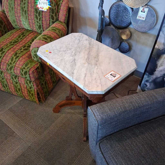 Vintage Marble-top Side Table