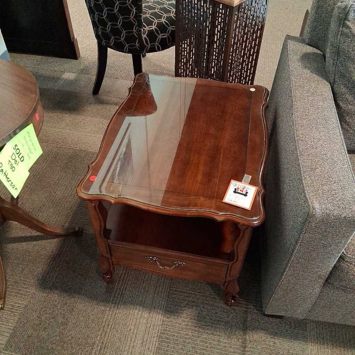 Vintage End Table w/ Glass