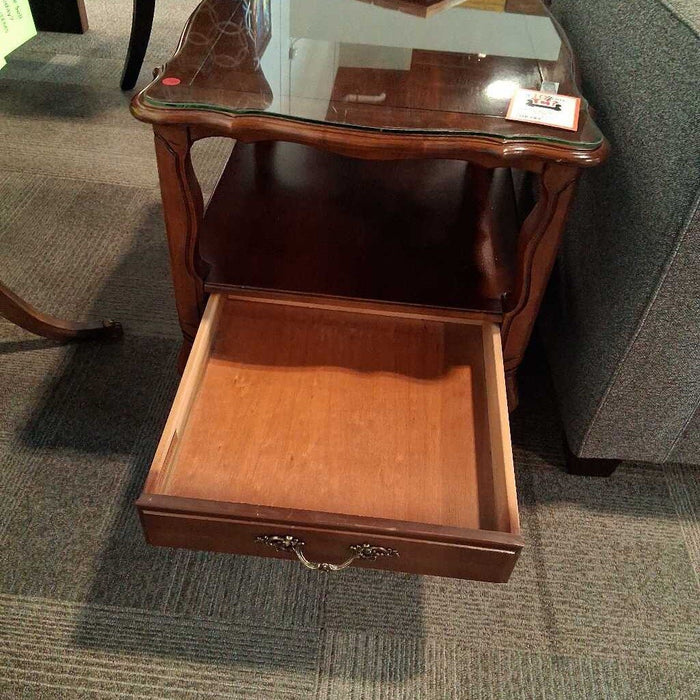 Vintage End Table w/ Glass