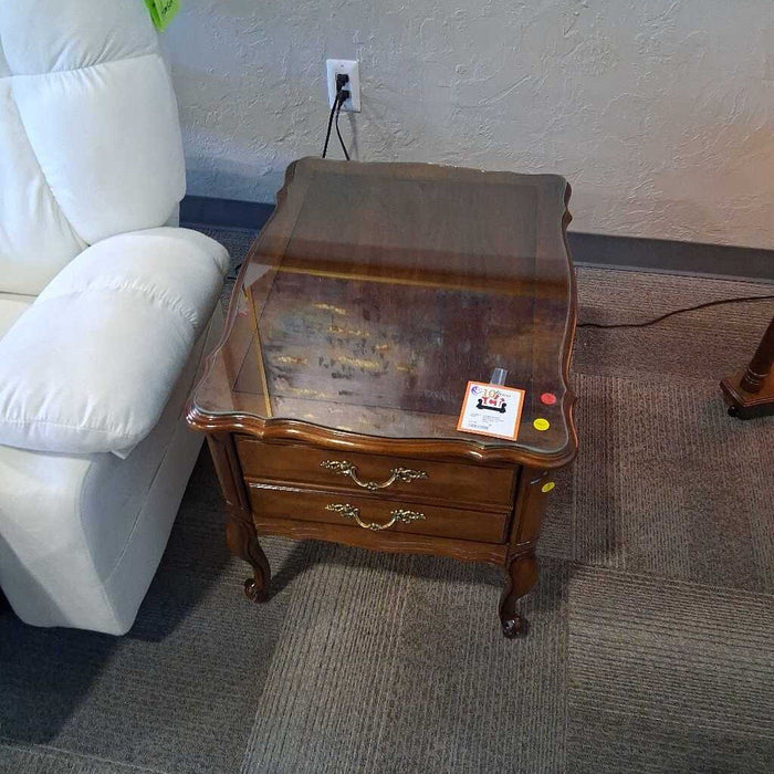 Vintage End Table w/ Glass