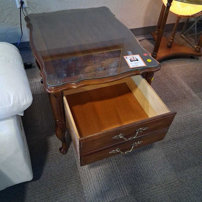 Vintage End Table w/ Glass