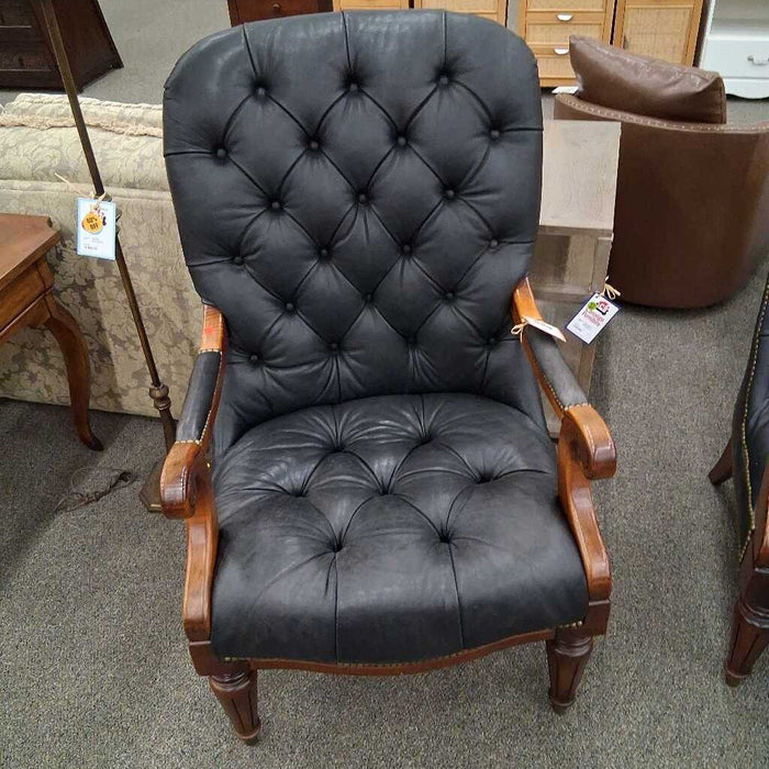 Vintage Tufted Black Leather Chair