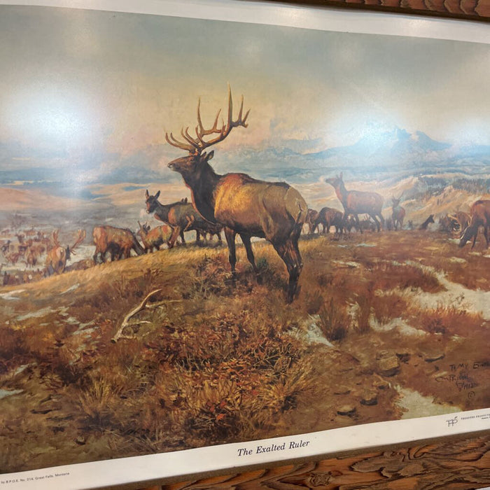 Rustic Frame Elk Art