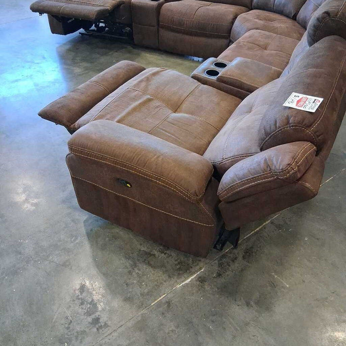 Brown Uph. 7pc. Pwr Sectional
