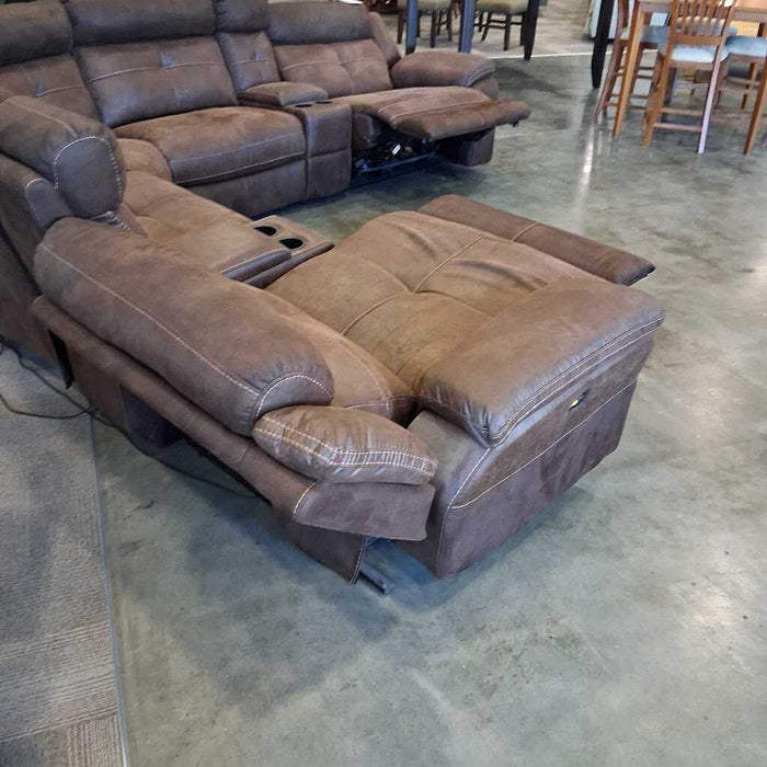 Brown Uph. 7pc. Pwr Sectional