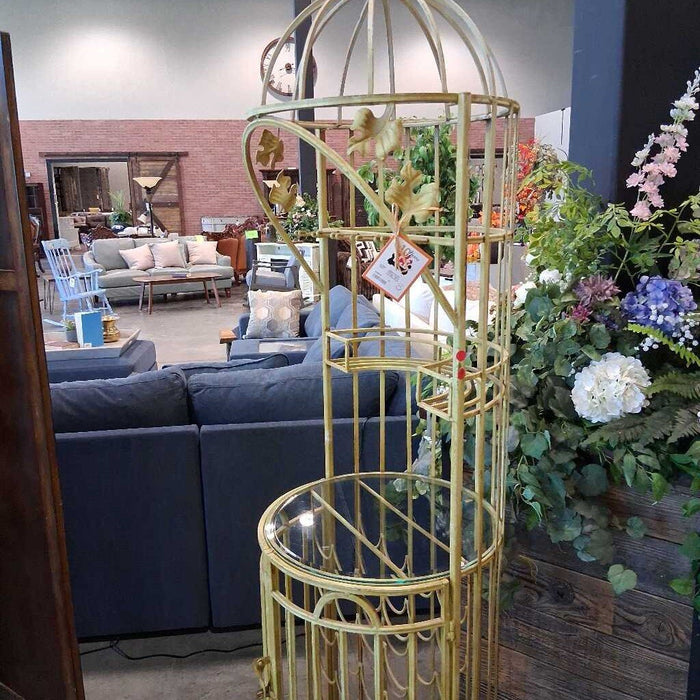 Vintage Yellow Iron Wine Rack