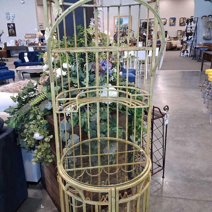 Vintage Yellow Iron Wine Rack