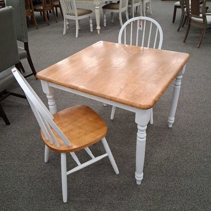White & Brown Table w/ 2 Chairs