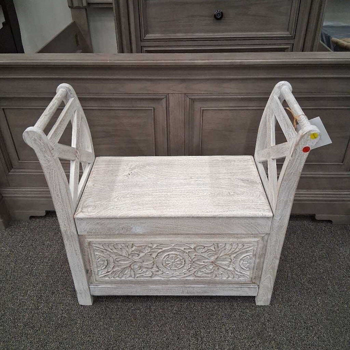 White Entry Bench w/ Storage