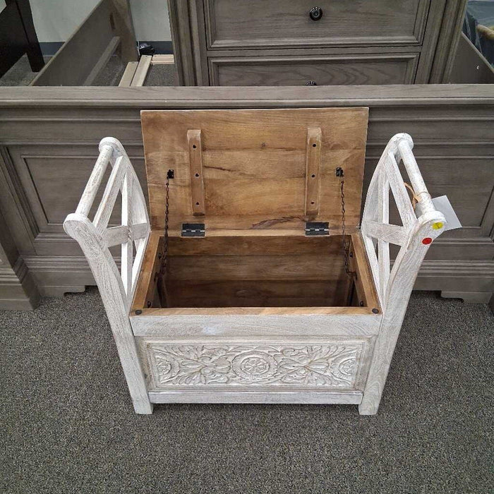 White Entry Bench w/ Storage