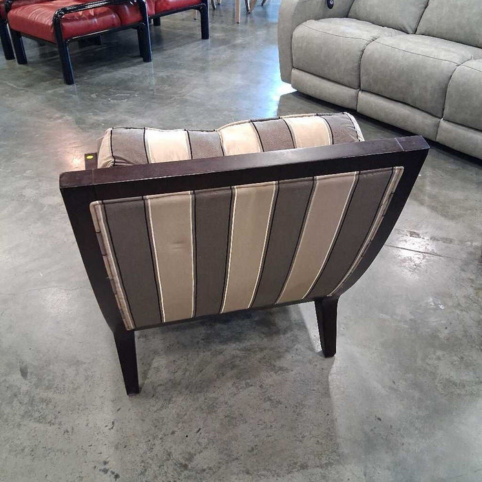 Beige & Gray Striped Accent Chair