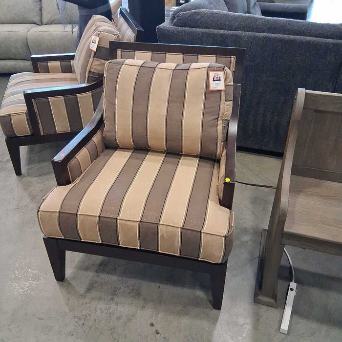 Beige & Gray Striped Accent Chair