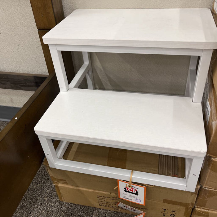 White 300lb. Double Step Stool