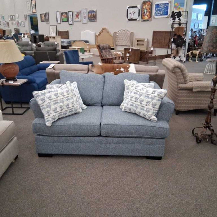 Blue Loveseat W/ Pillows