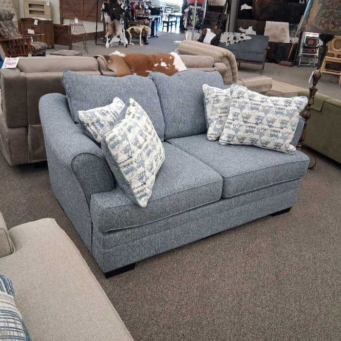Blue Loveseat W/ Pillows