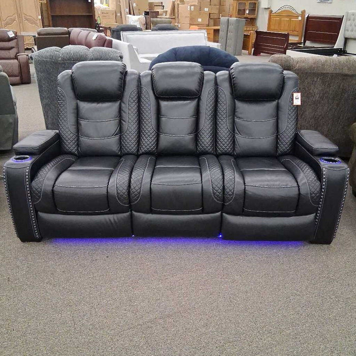 "Party-Time" Black Pwh Sofa w/ Console
