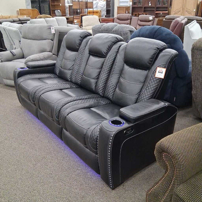 "Party-Time" Black Pwh Sofa w/ Console