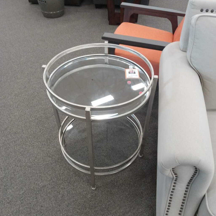 Silver 2-tier Mirror-Top Table