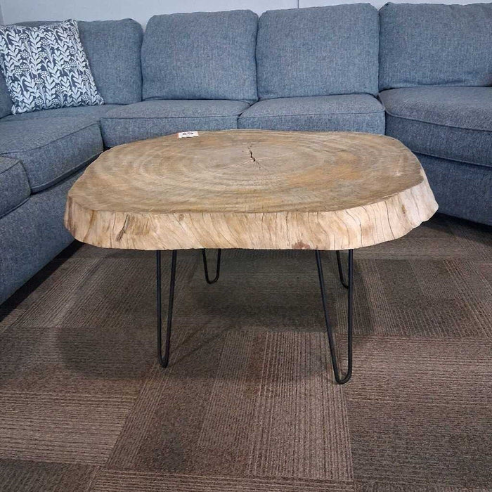 Raw Edge Wood Round Coffee Table