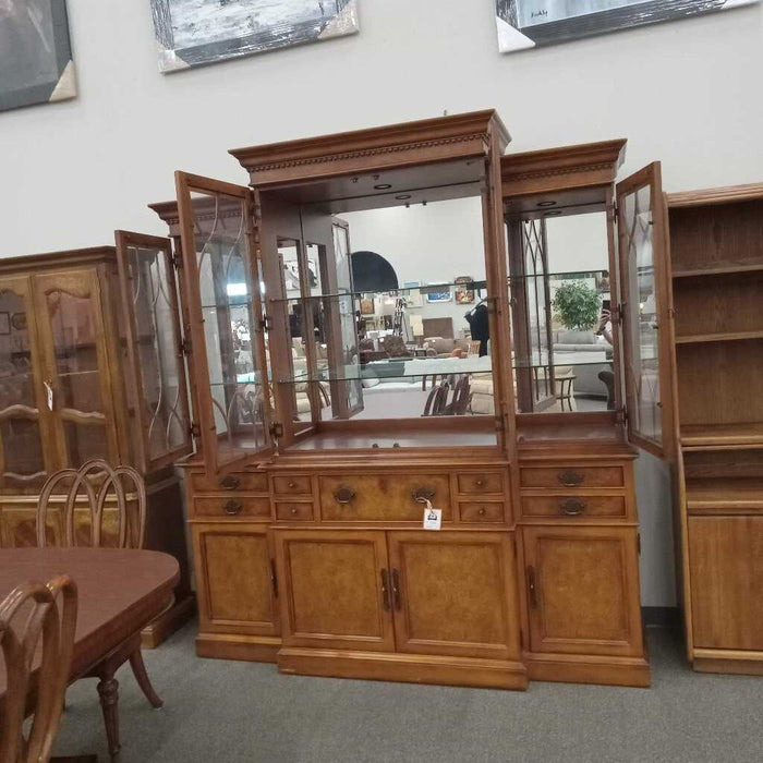 2pc. Oak China Hutch