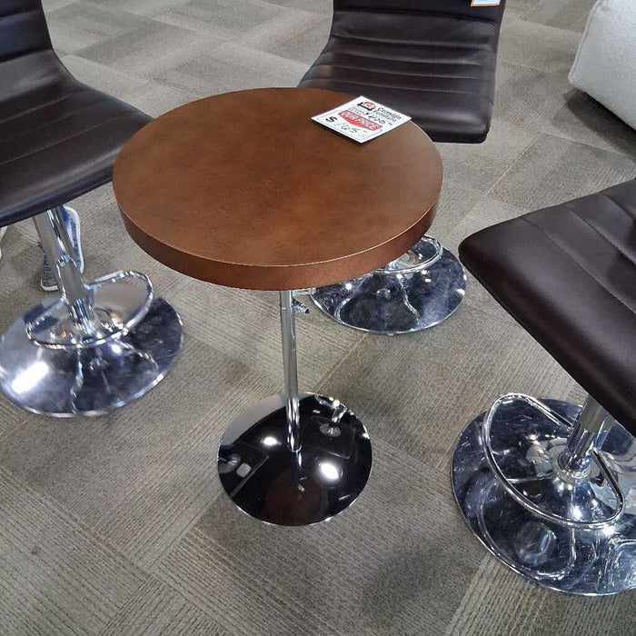 Round Walnut Adj. End Table