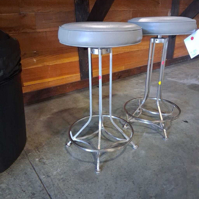 Pair of Gray Leather Stools