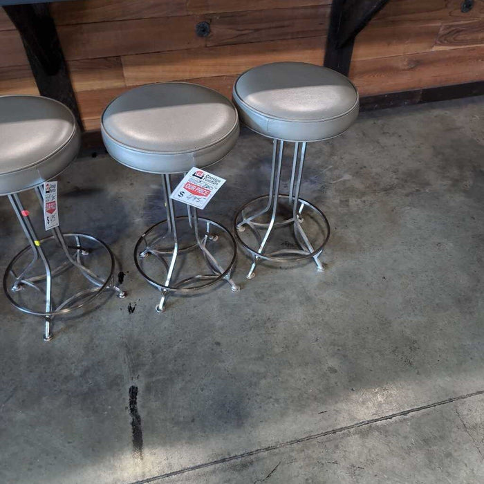 Pair of Gray Leather Stools