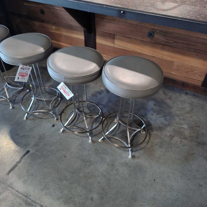 Pair of Gray Leather Stools