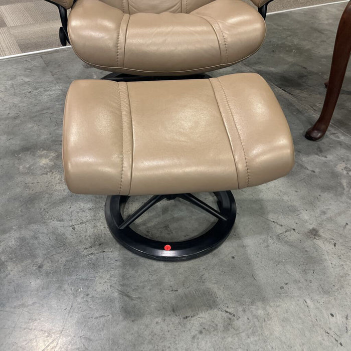 Brown Stressless Chair w/ Ottoman