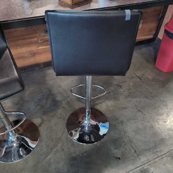 Pair of Black Leather Stools