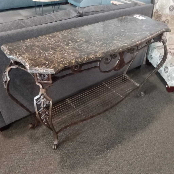 Iron Base Marbled Top Sofa Table