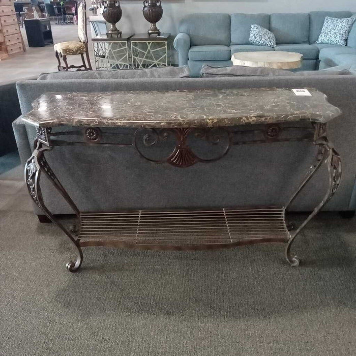 Iron Base Marbled Top Sofa Table