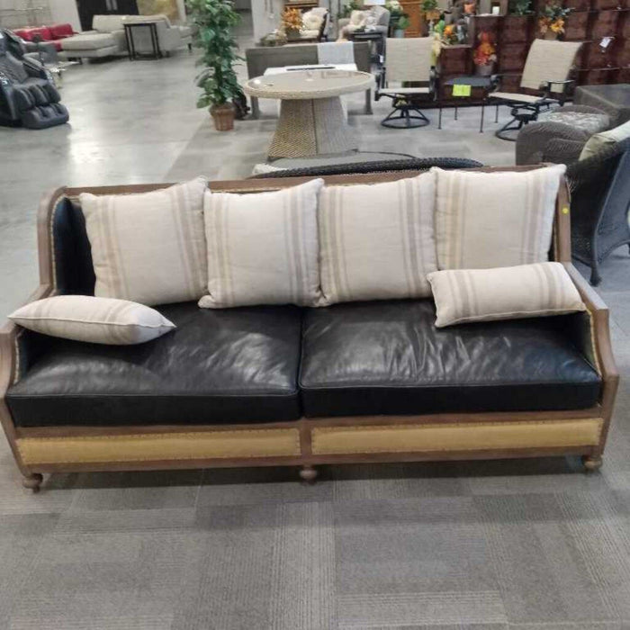 Leather/ Wood Sofa