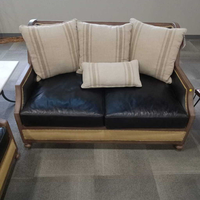 Leather/ Wood Loveseat
