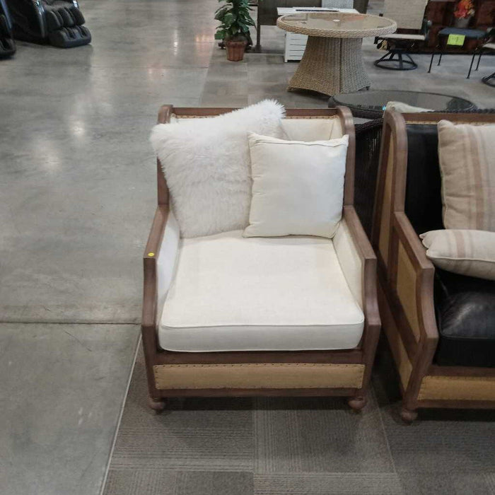 White/ Burlap Accent Chair